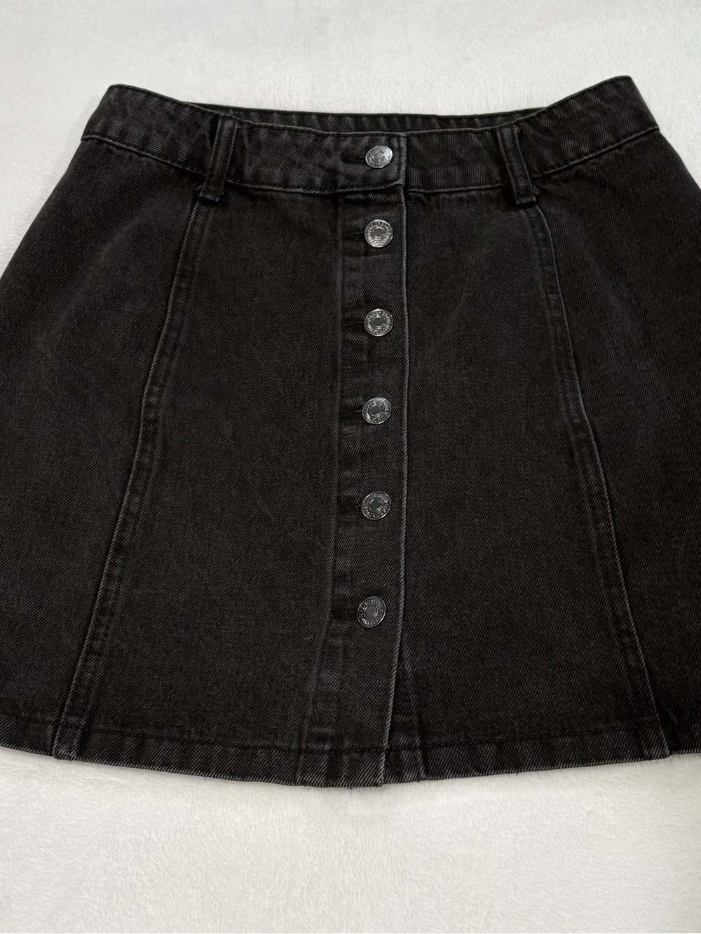 Forever 21 Black Button-Front A-Line Denim Skirt